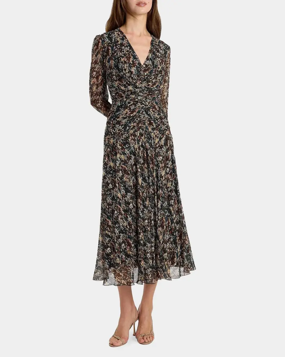 Santorelli Ruched Abstract-Print Midi Dress | Thumbnail 5 Santorelli Ruched Abstract-Print Midi Dress | Thumbnail 5