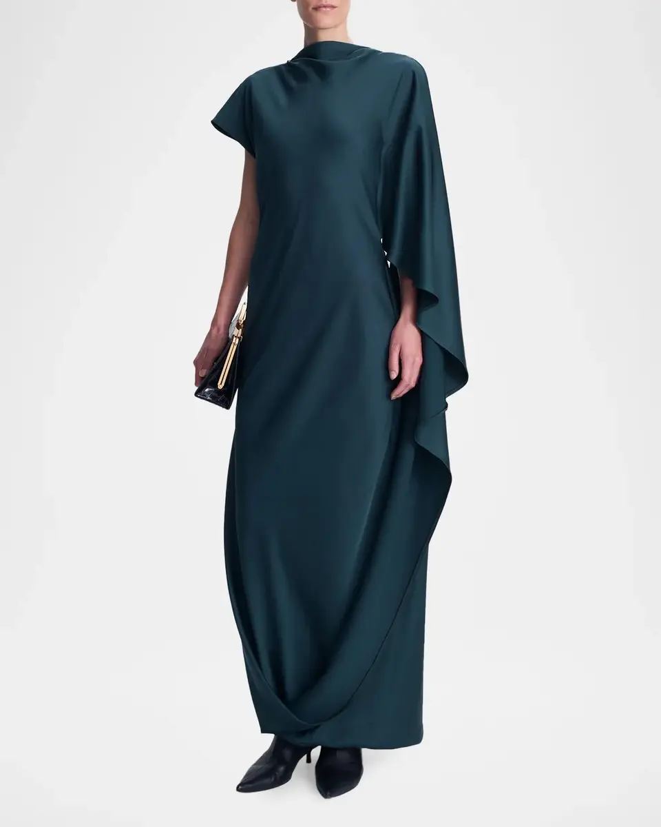 Simkhai Ora Draped Satin Column Gown | Thumbnail 2