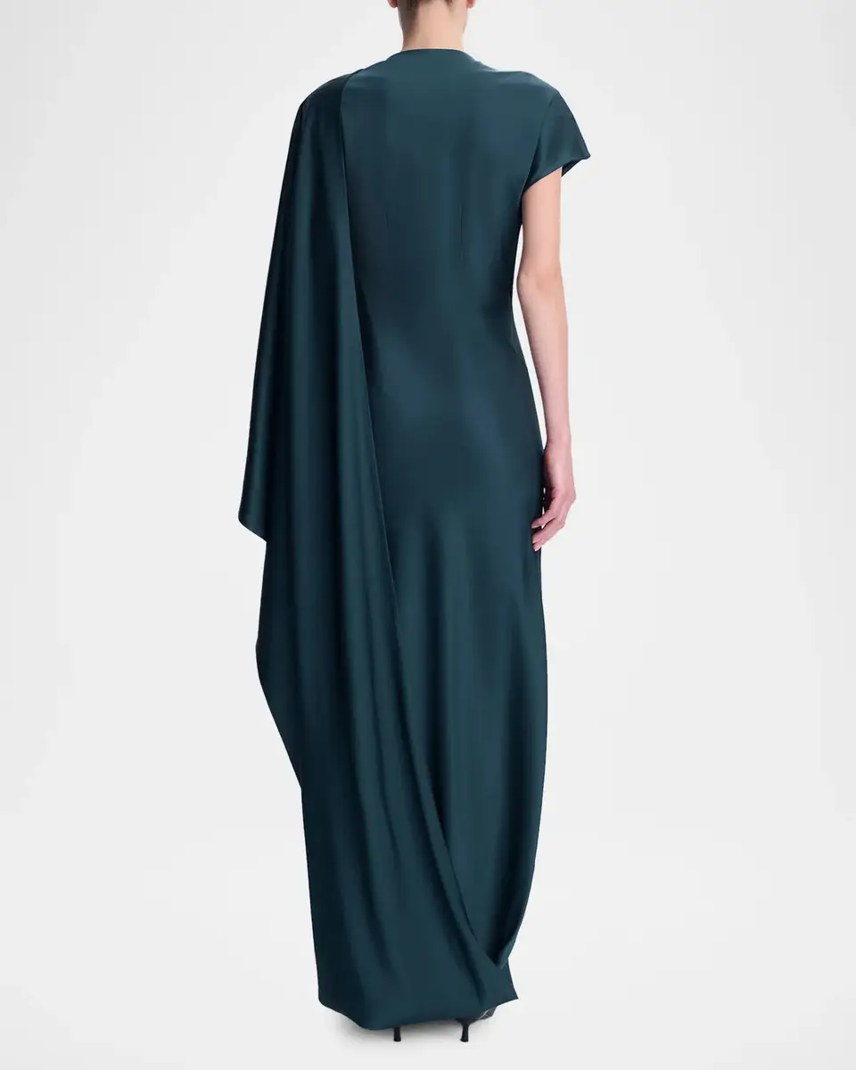 Simkhai Ora Draped Satin Column Gown | Thumbnail 3