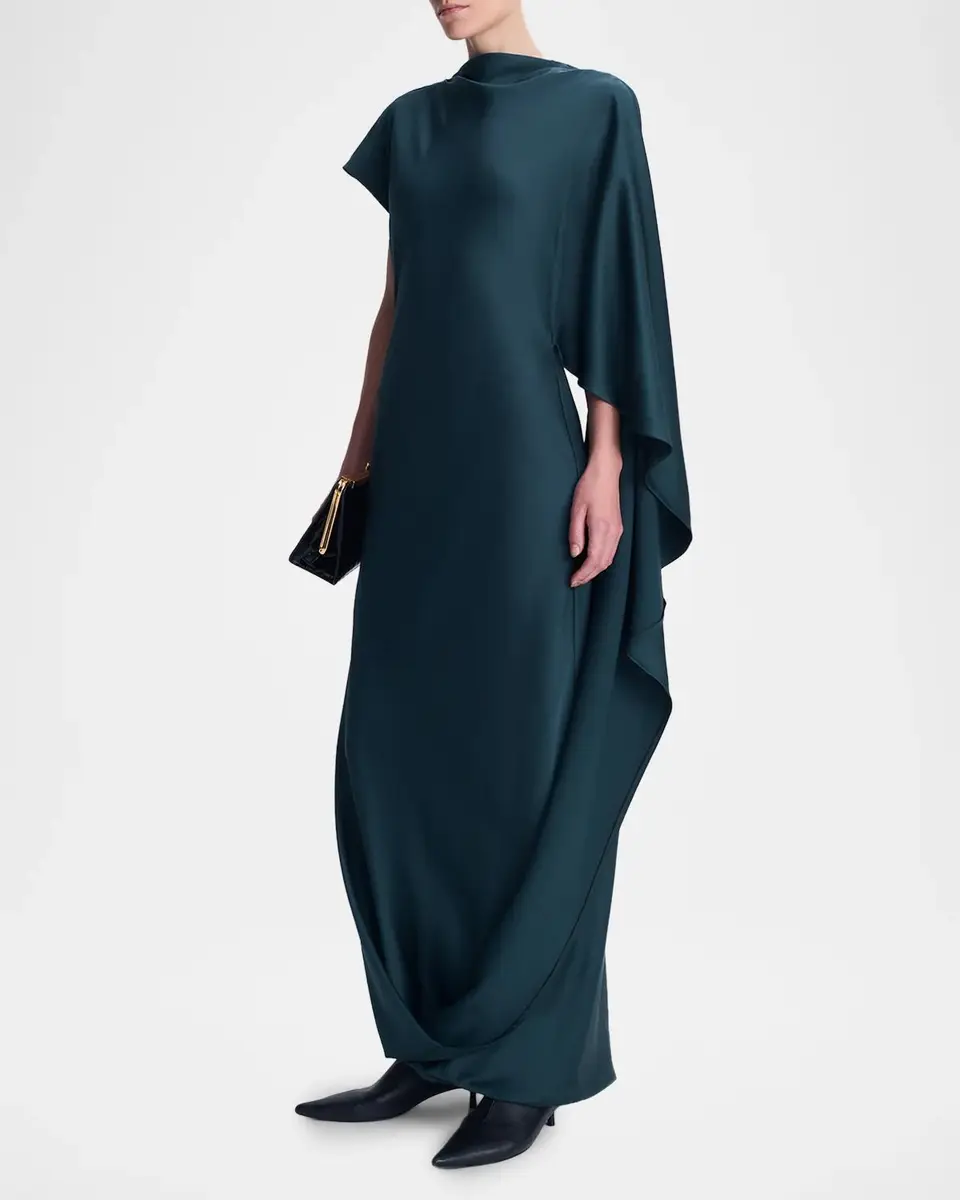 Simkhai Ora Draped Satin Column Gown | Thumbnail 4