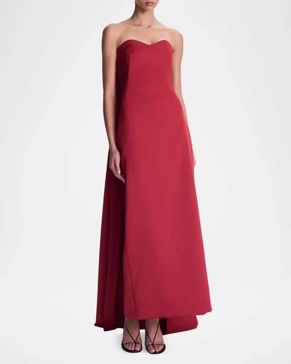 Simkhai Dinah Satin Column Cape Gown | Thumbnail 2