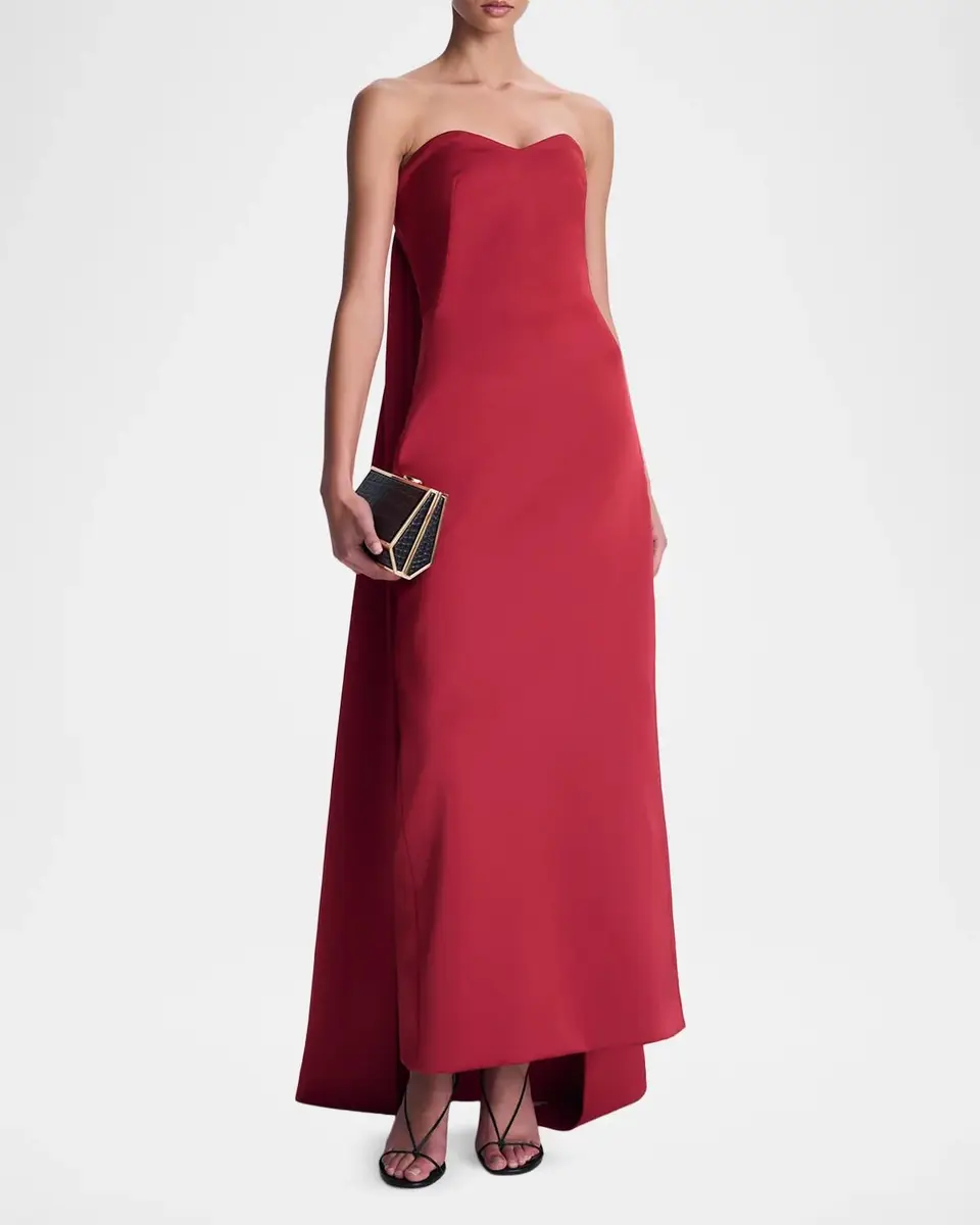 Simkhai Dinah Satin Column Cape Gown | Thumbnail 4