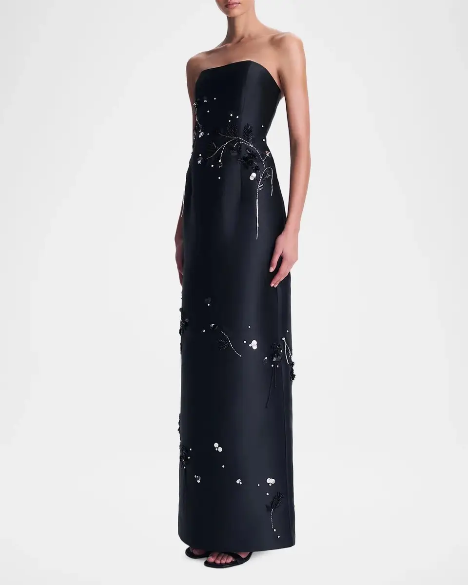 Simkhai Zirelle Embellished Satin Strapless Column Gown | Thumbnail 4 Simkhai Zirelle Embellished Satin Strapless Column Gown | Thumbnail 4