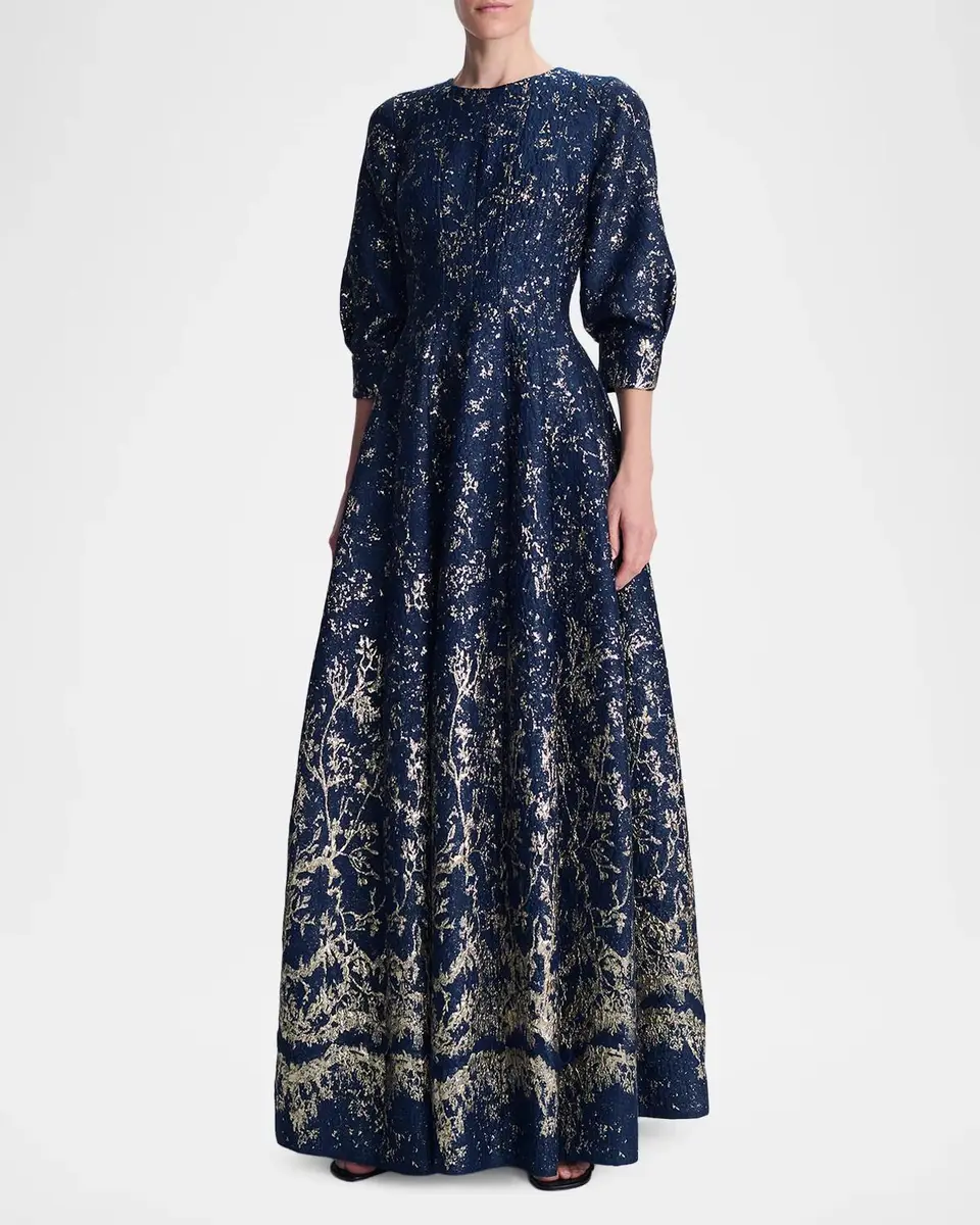 Simkhai Claravelle A-Line Metallic Jacquard Gown | Thumbnail 2