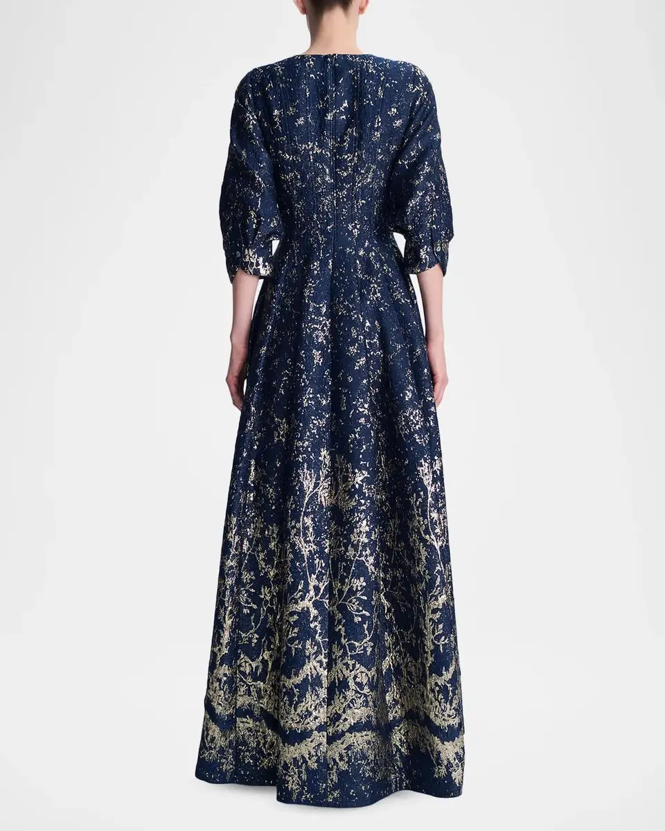 Simkhai Claravelle A-Line Metallic Jacquard Gown | Thumbnail 3