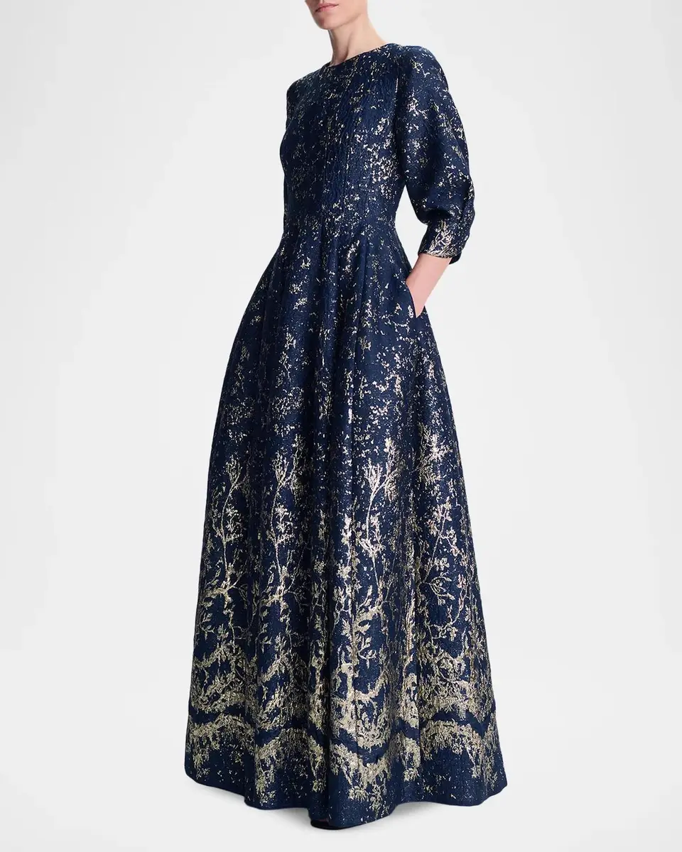 Simkhai Claravelle A-Line Metallic Jacquard Gown | Thumbnail 4