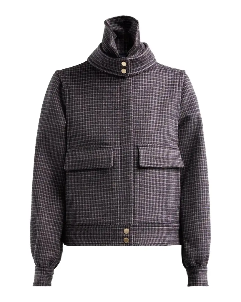 Soia & Kyo Gene-MC Mini-Check Wool Bomber Blouson