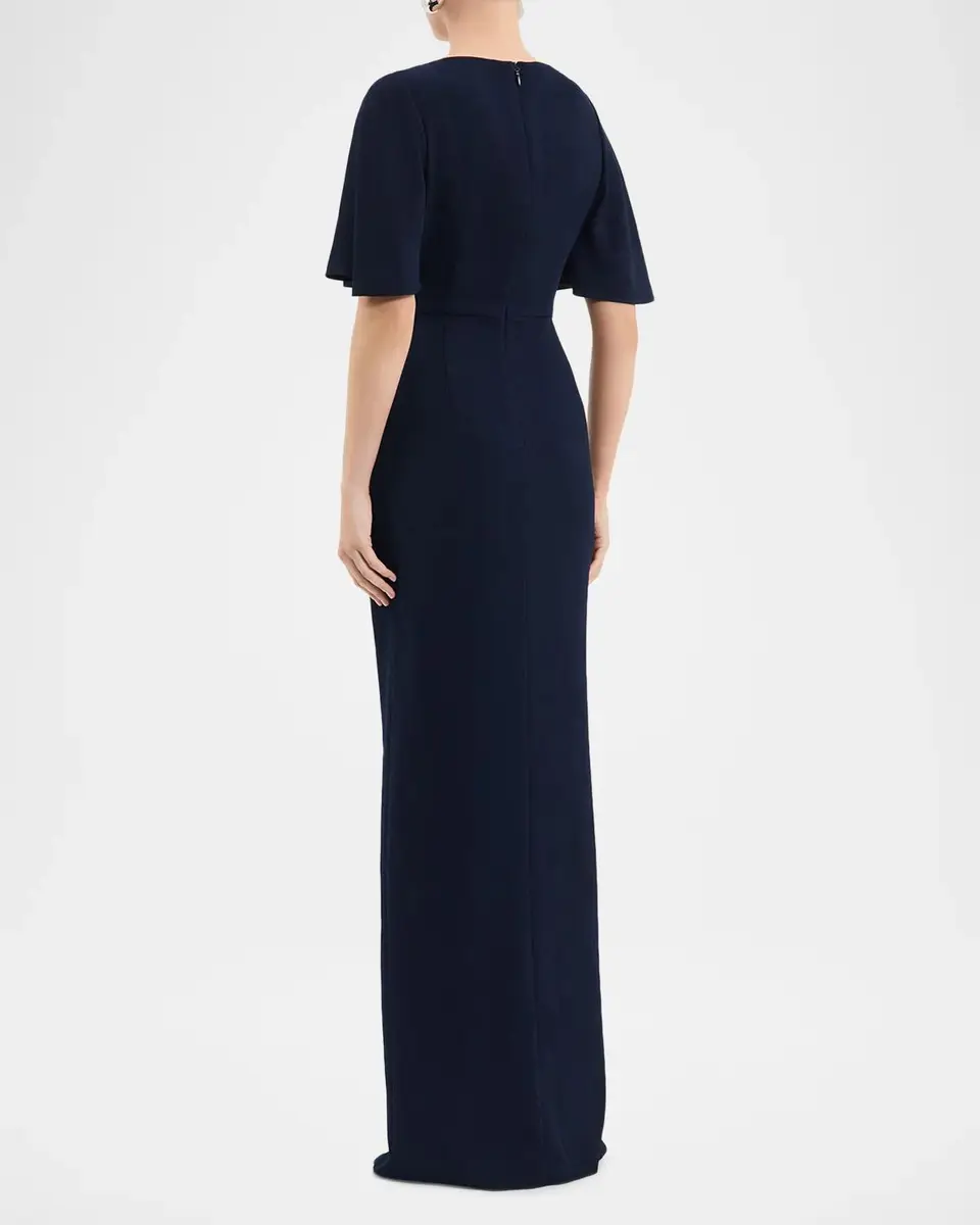 Rebecca Vallance Gimlet Pleated Crepe Column Gown | Thumbnail 3