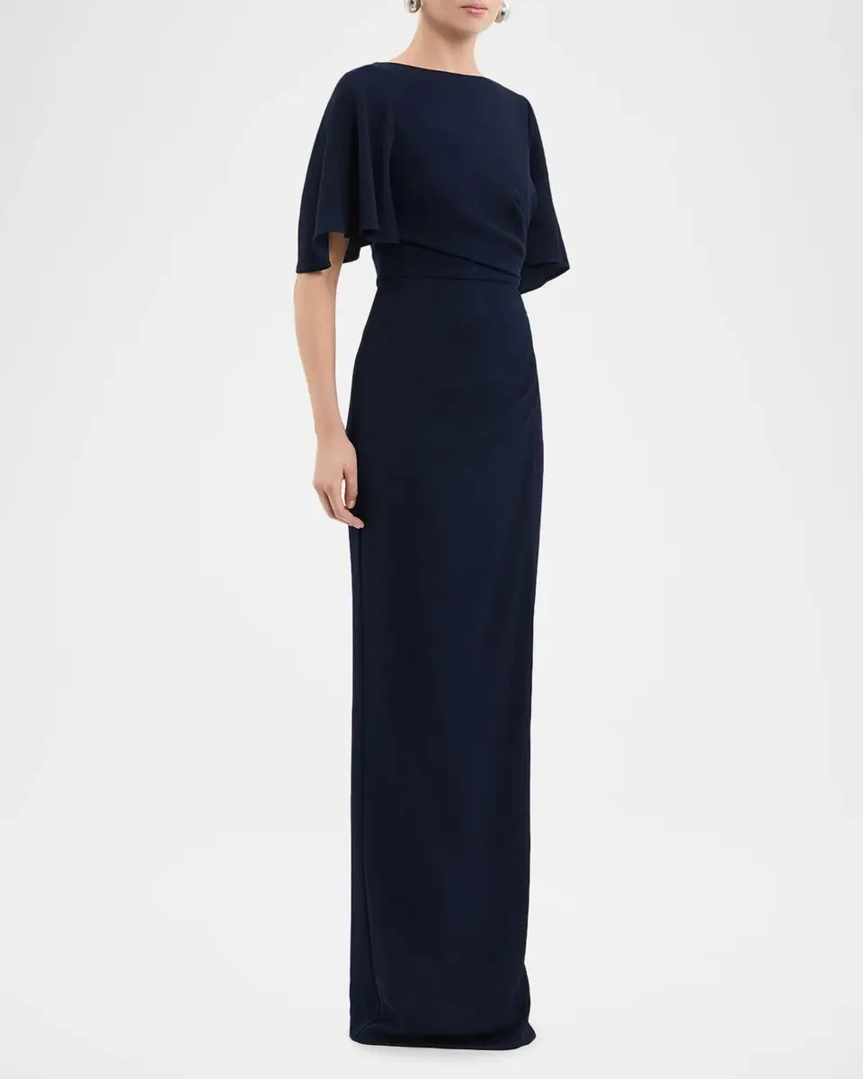 Rebecca Vallance Gimlet Pleated Crepe Column Gown | Thumbnail 4
