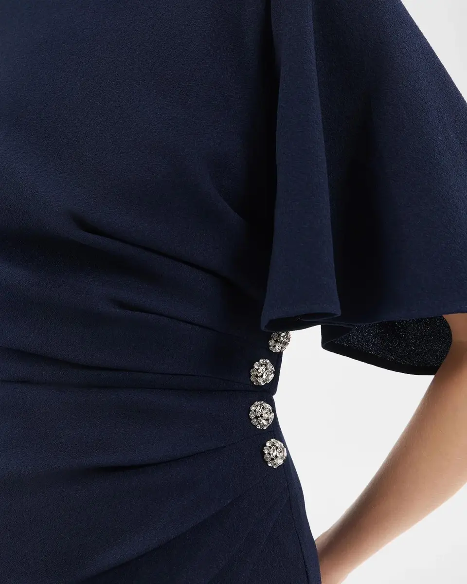 Rebecca Vallance Gimlet Pleated Crepe Column Gown | Thumbnail 5