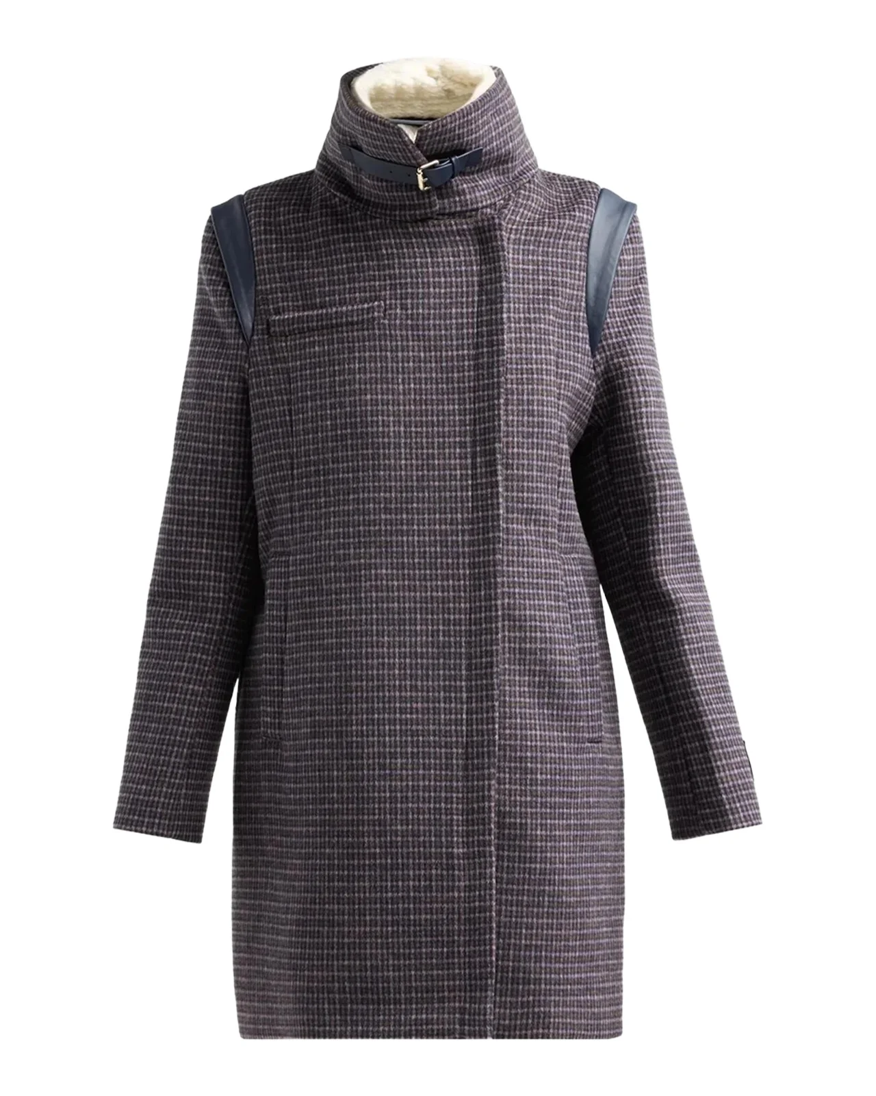 Kiana-MC Mini-Check Wool Moto Coat