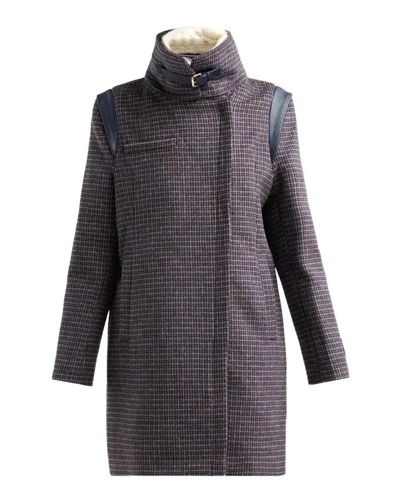 Kiana-MC Mini-Check Wool Moto Coat
