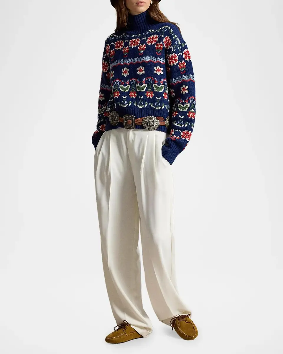 Ralph Lauren Floral Fair-Isle Wool-Blend Funnel Neck Sweater | Thumbnail 2