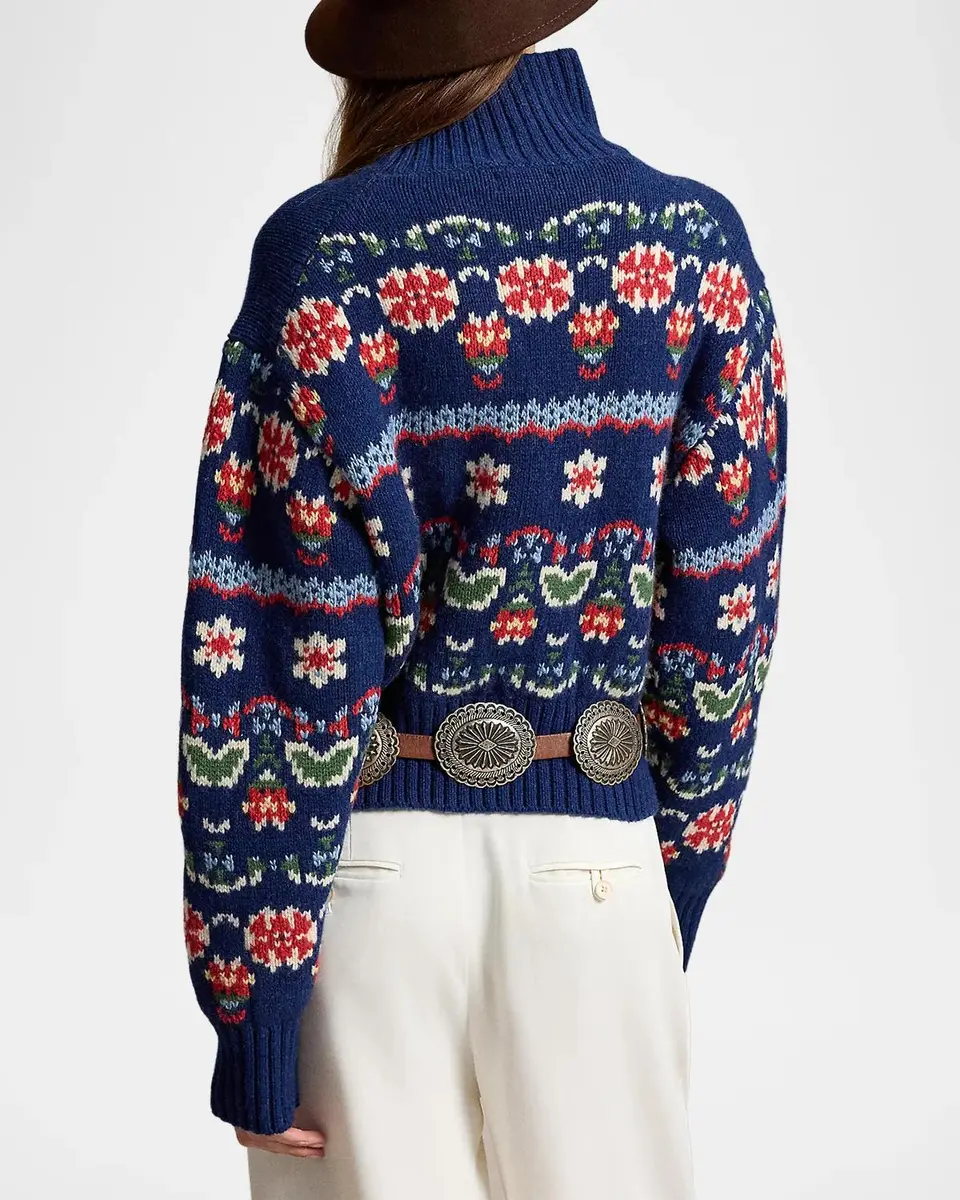 Ralph Lauren Floral Fair-Isle Wool-Blend Funnel Neck Sweater | Thumbnail 3