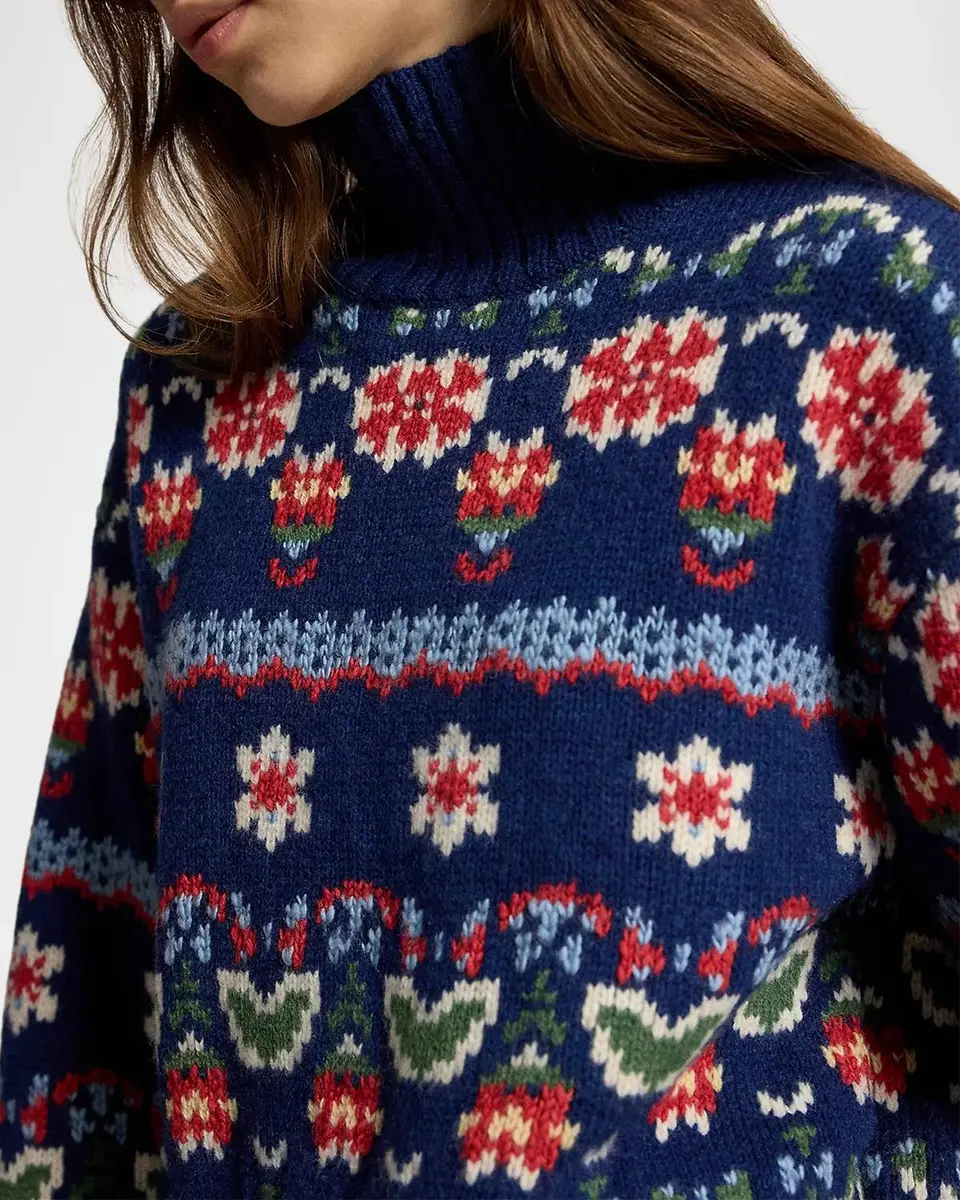 Ralph Lauren Floral Fair-Isle Wool-Blend Funnel Neck Sweater | Thumbnail 5