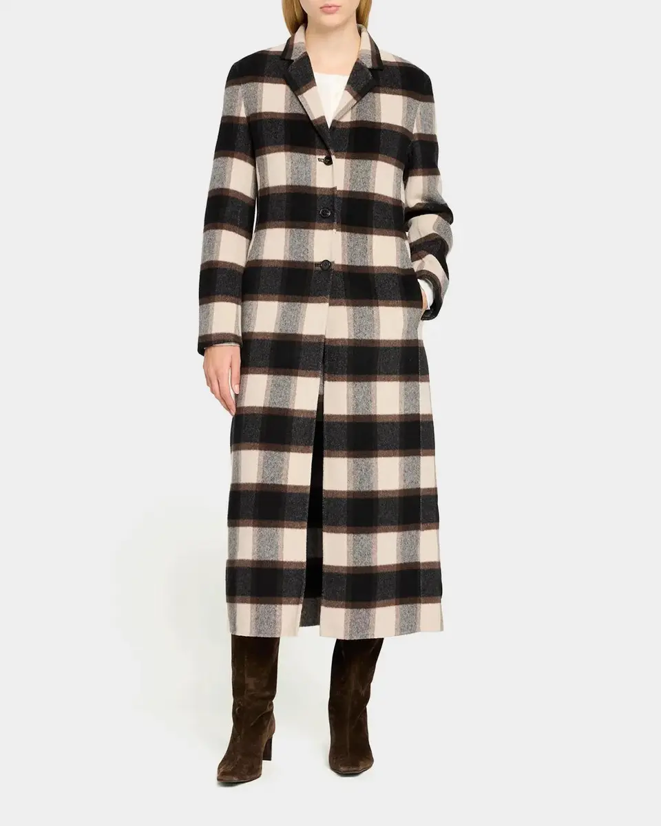 Theory Plaid Virgin Wool-Blend Long Coat | Thumbnail 2