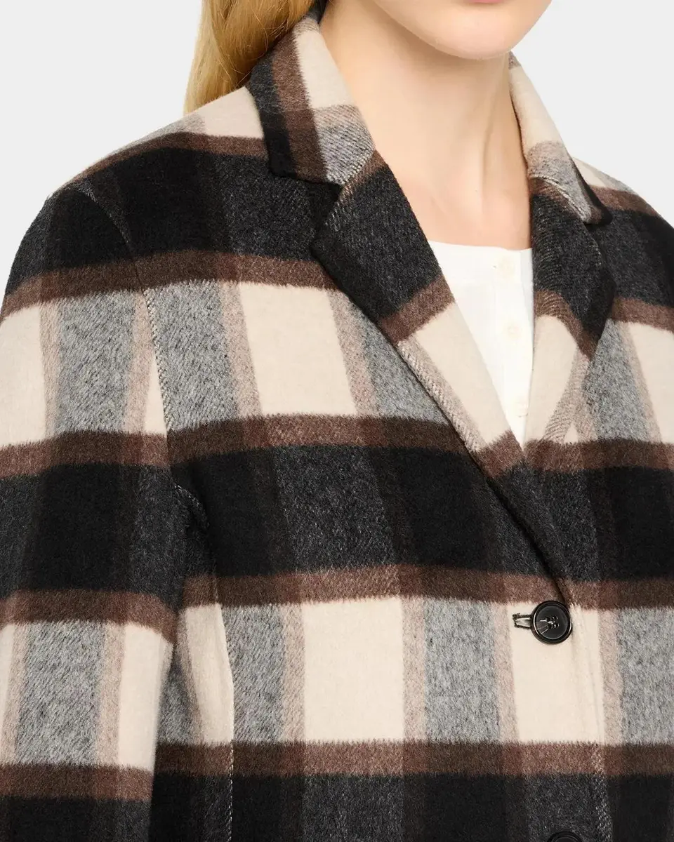 Theory Plaid Virgin Wool-Blend Long Coat | Thumbnail 5