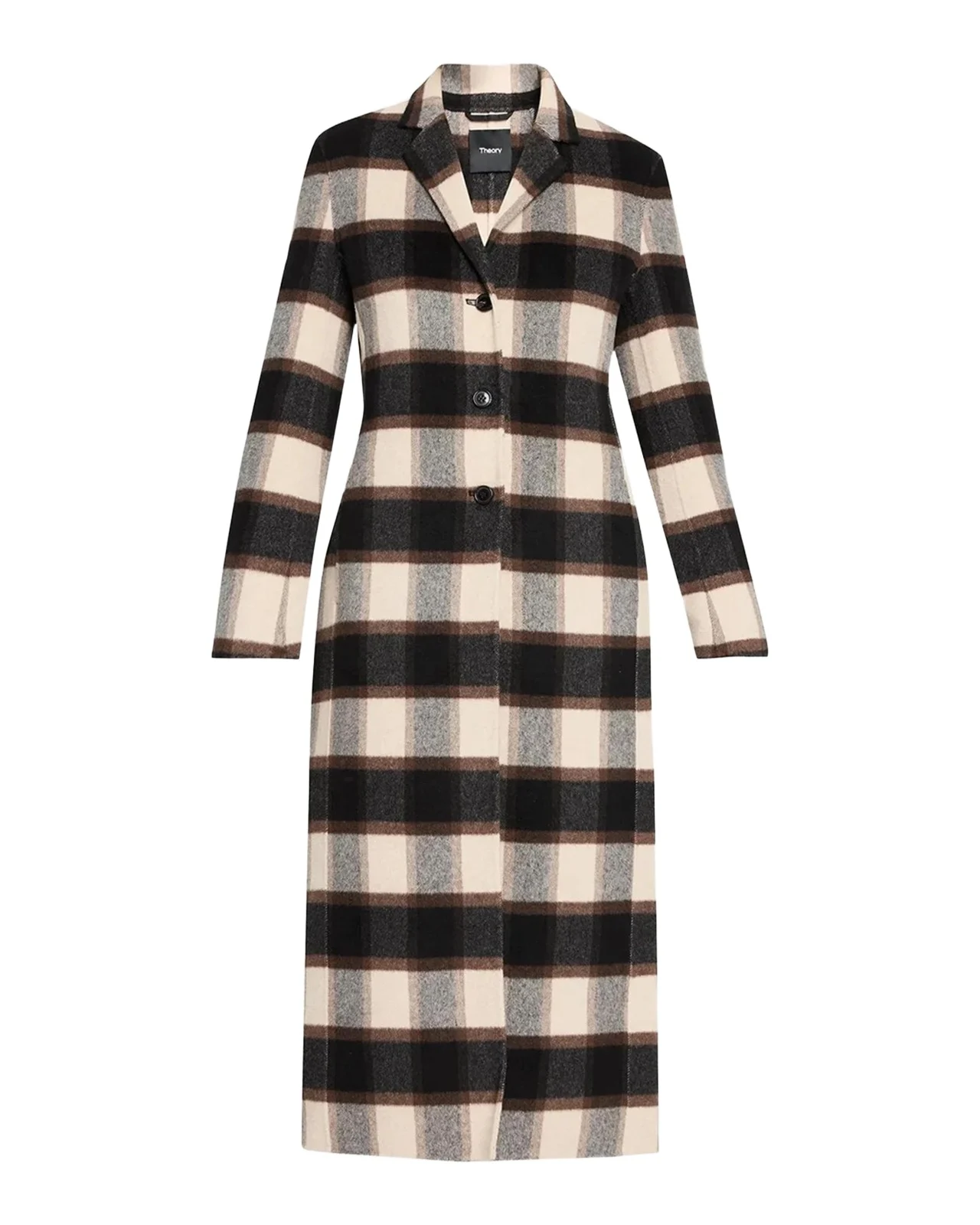 Plaid Virgin Wool-Blend Long Coat