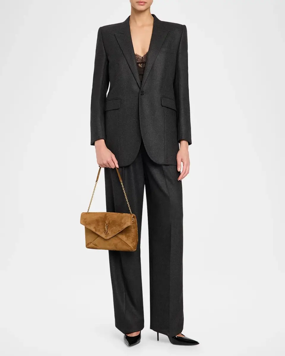Saint Laurent Large YSL Suede Pouch Bag | Thumbnail 5 Saint Laurent Large YSL Suede Pouch Bag | Thumbnail 5