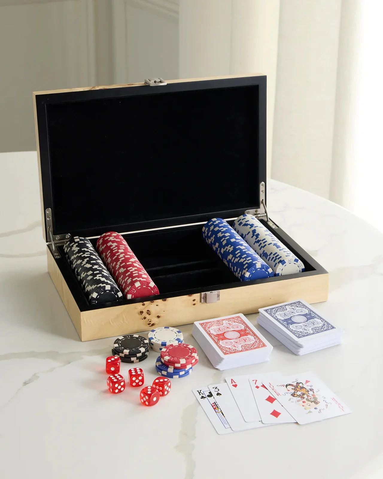 Tizo Poker Set in Burlwood Storage Box