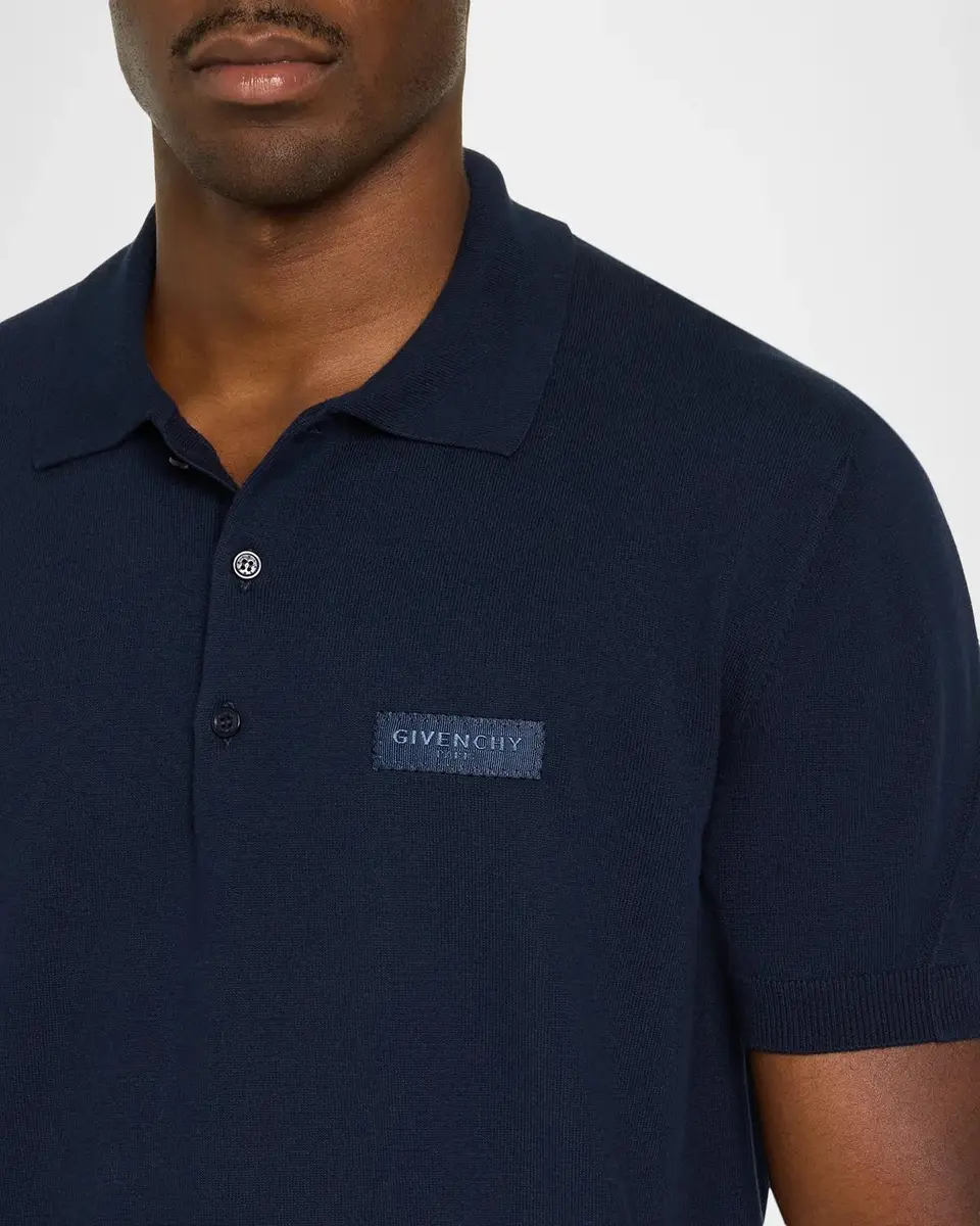 Givenchy Men's Grosgrain Logo Cotton Knit Polo Shirt | Thumbnail 5 Givenchy Men's Grosgrain Logo Cotton Knit Polo Shirt | Thumbnail 5