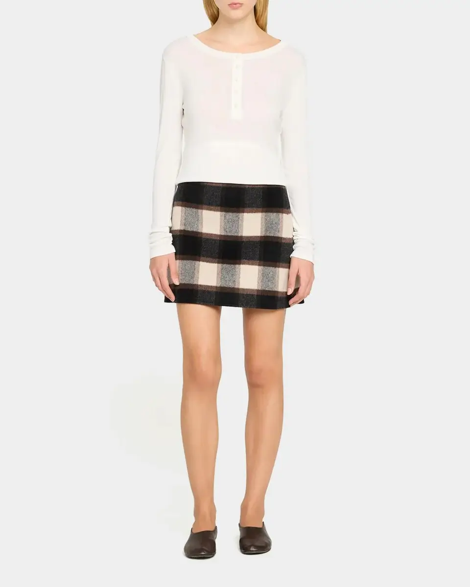 Theory Wool Plaid Mini Skirt | Thumbnail 2 Theory Wool Plaid Mini Skirt | Thumbnail 2