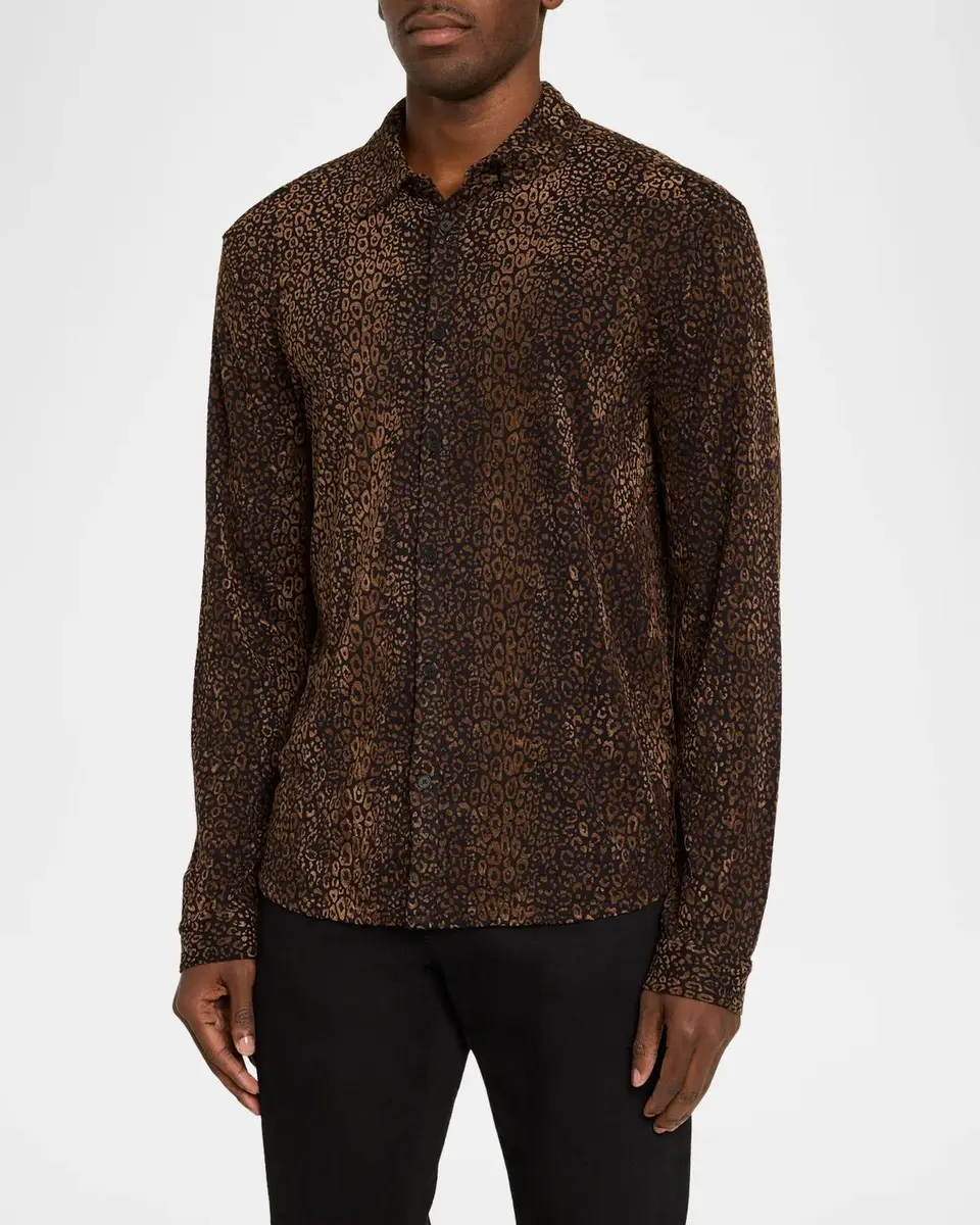 JOHN VARVATOS Men's Finchley Leopard Flock Shirt | Thumbnail 4 JOHN VARVATOS Men's Finchley Leopard Flock Shirt | Thumbnail 4