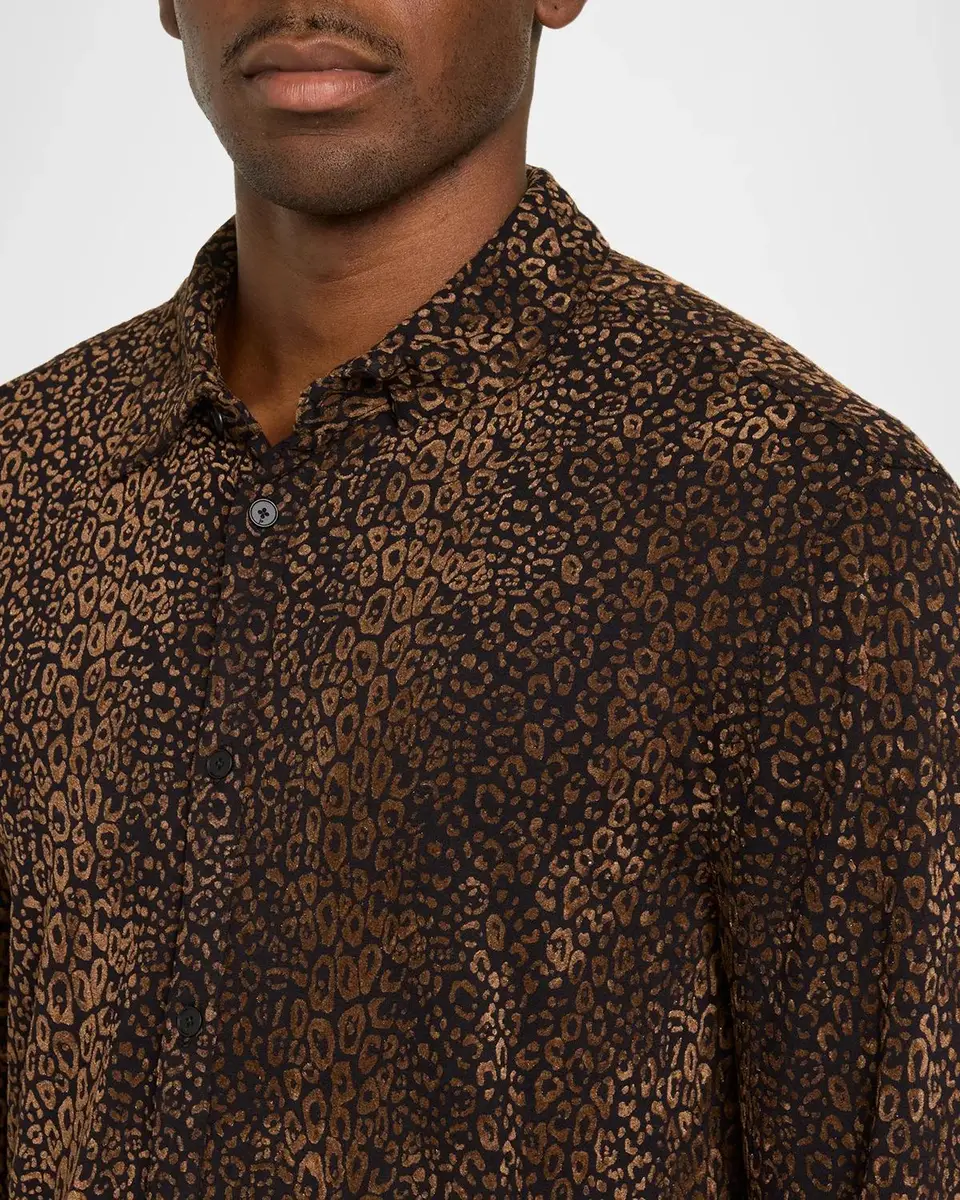 JOHN VARVATOS Men's Finchley Leopard Flock Shirt | Thumbnail 5 JOHN VARVATOS Men's Finchley Leopard Flock Shirt | Thumbnail 5