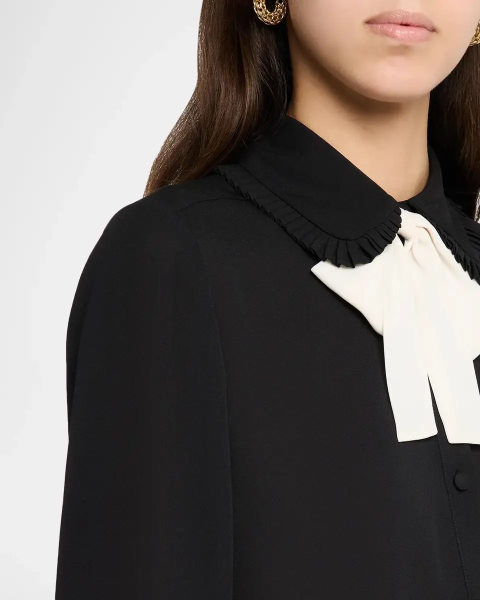 Cinq à Sept Zaida Neck-Tie Cropped Button-Front Shirt | Thumbnail 5 Cinq à Sept Zaida Neck-Tie Cropped Button-Front Shirt | Thumbnail 5