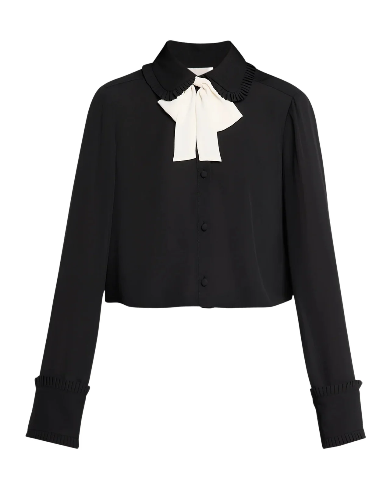 Zaida Neck-Tie Cropped Button-Front Shirt Zaida Neck-Tie Cropped Button-Front Shirt