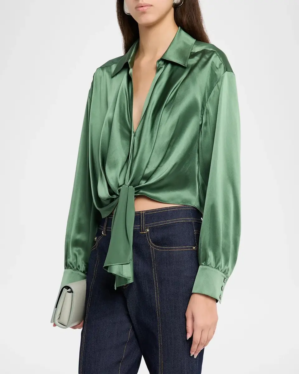 Cinq à Sept Mariana Tie-Front Silk Blouse | Thumbnail 4 Cinq à Sept Mariana Tie-Front Silk Blouse | Thumbnail 4