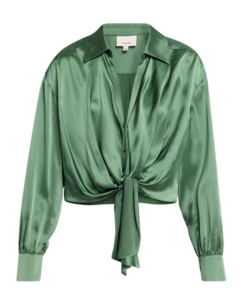 Cinq à Sept Mariana Tie-Front Silk Blouse