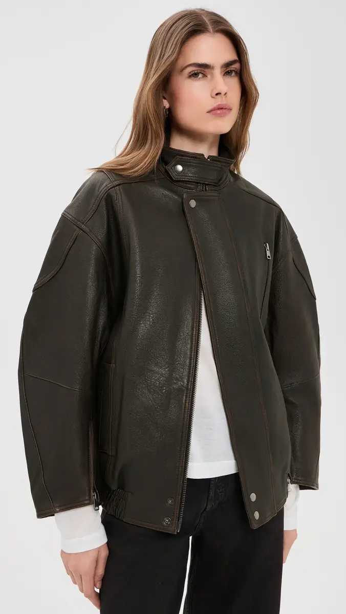 AGOLDE Danver Lambskin Leather Moto Jacket | Thumbnail 2 AGOLDE Danver Lambskin Leather Moto Jacket | Thumbnail 2
