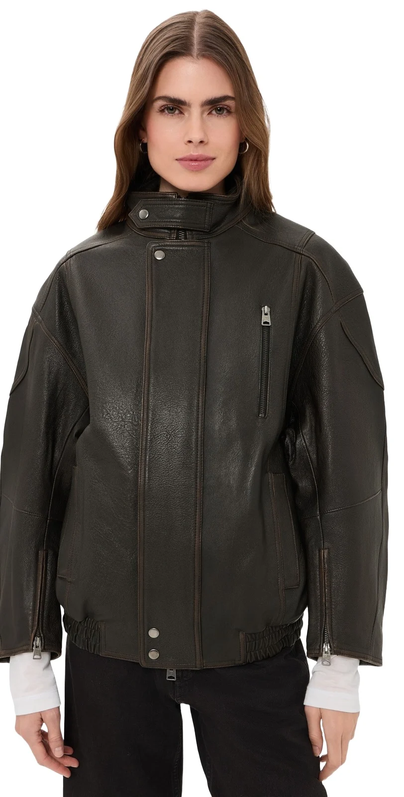 AGOLDE Danver Lambskin Leather Moto Jacket