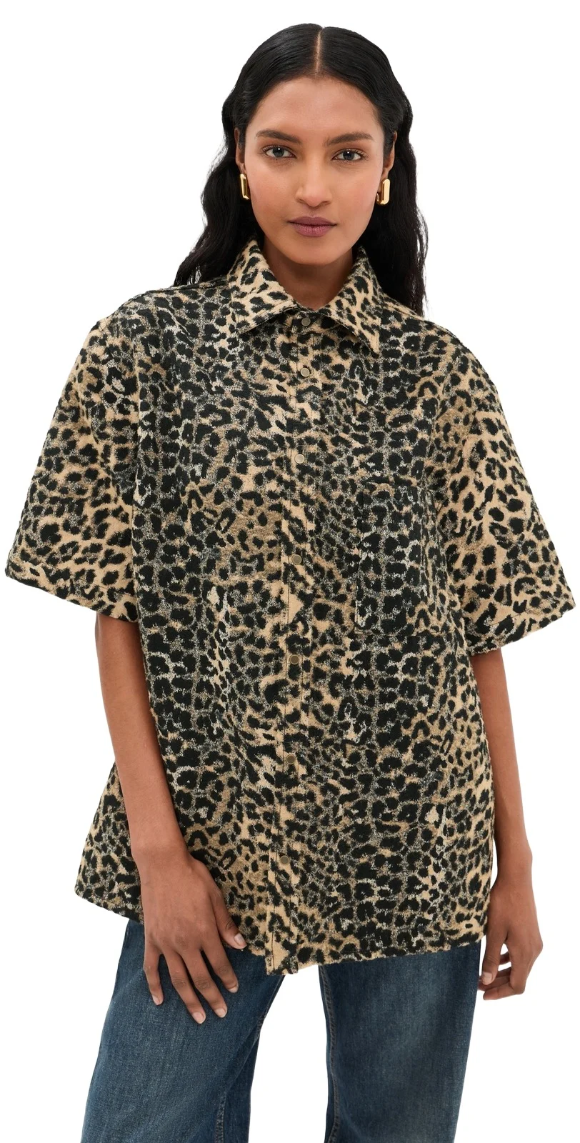 DARKPARK Vale Leopard Denim Short Sleeved Shirt