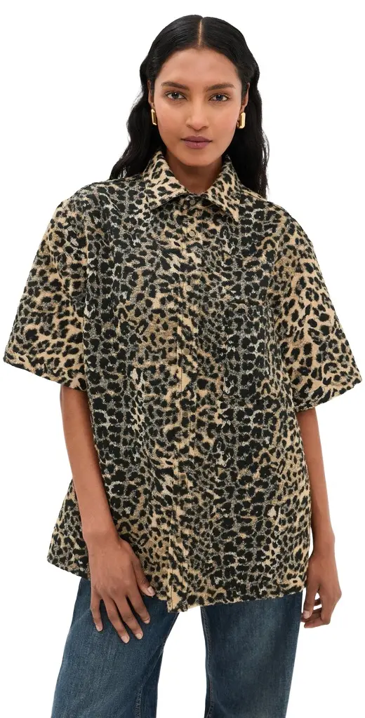 DARKPARK Vale Leopard Denim Short Sleeved Shirt