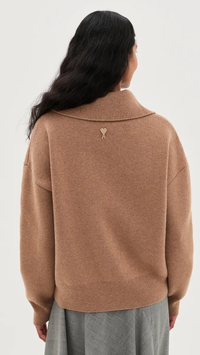 AMI High Buttoned Collar Sweater | Thumbnail 3 AMI High Buttoned Collar Sweater | Thumbnail 3
