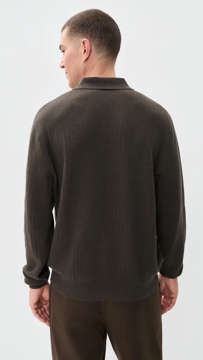 Madewell Textured Stitch Long Sleeve Polo | Thumbnail 3 Madewell Textured Stitch Long Sleeve Polo | Thumbnail 3