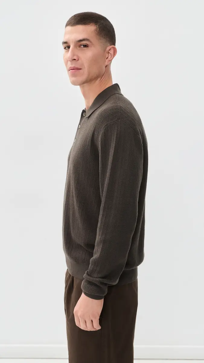 Madewell Textured Stitch Long Sleeve Polo | Thumbnail 4 Madewell Textured Stitch Long Sleeve Polo | Thumbnail 4