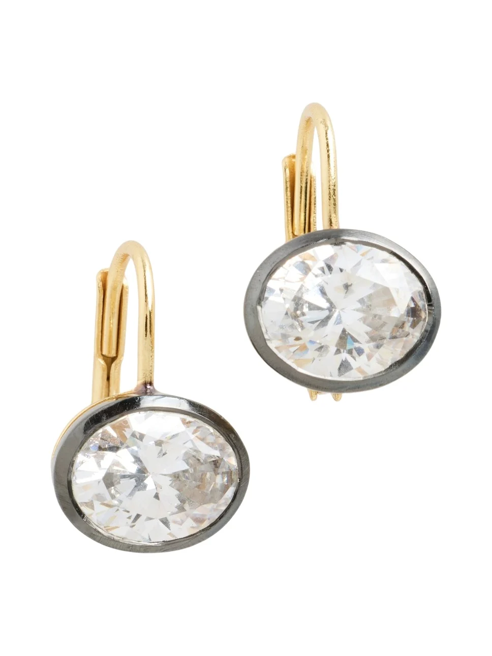 Rhodium Bezel Drop Earrings