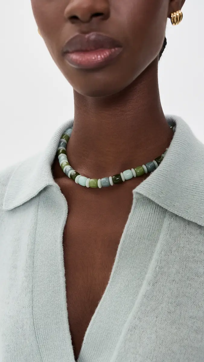 Logan Tay Mixed Green Barrel Beaded Necklace | Thumbnail 3