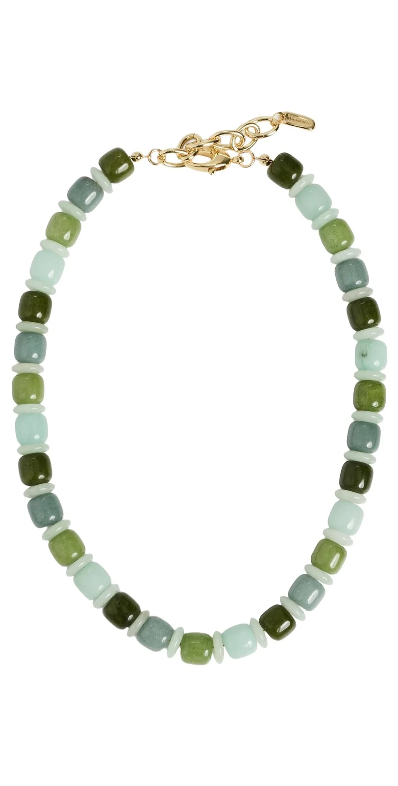 Logan Tay Mixed Green Barrel Beaded Necklace