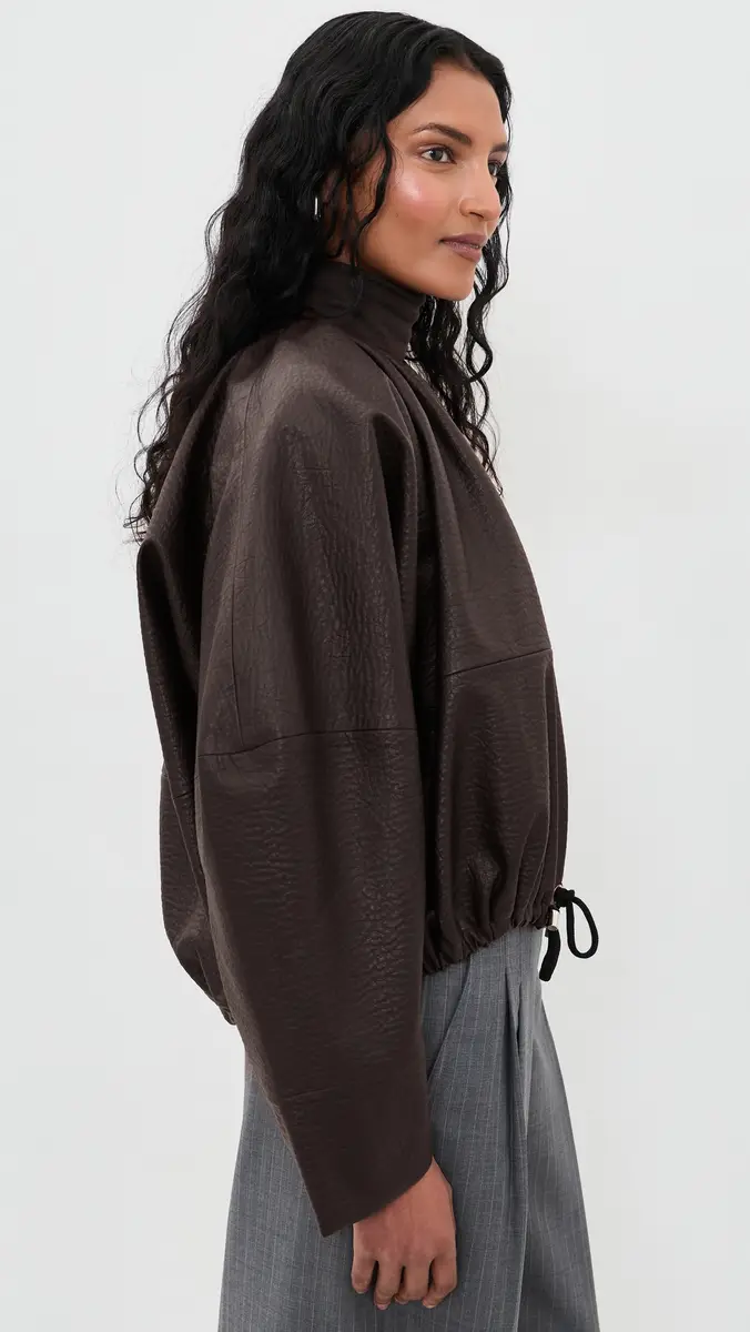 MEIMEIJ Blouson Cinched Bubble Faux Leather Jacket | Thumbnail 4