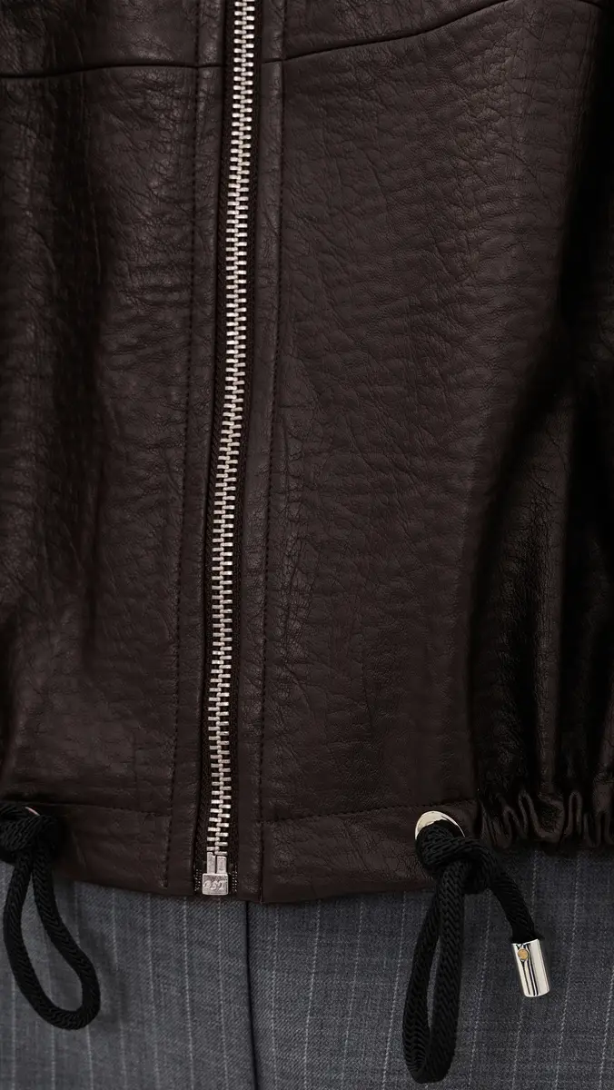 MEIMEIJ Blouson Cinched Bubble Faux Leather Jacket | Thumbnail 6