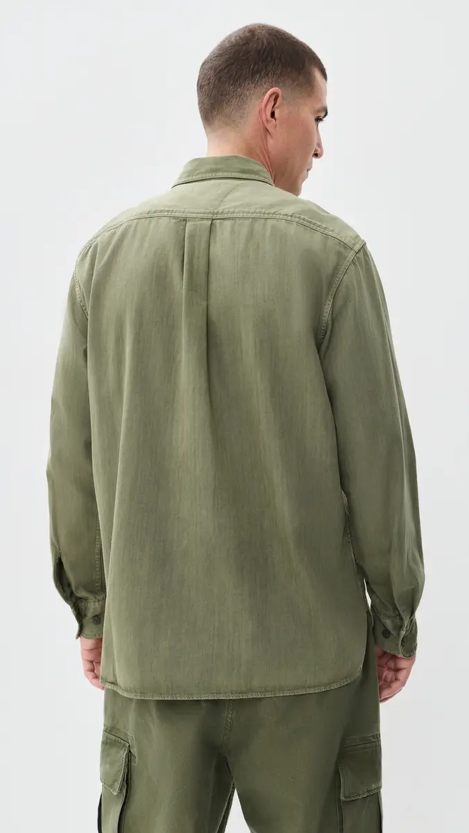 Madewell Work Shirt In Cotton Olive | Thumbnail 3