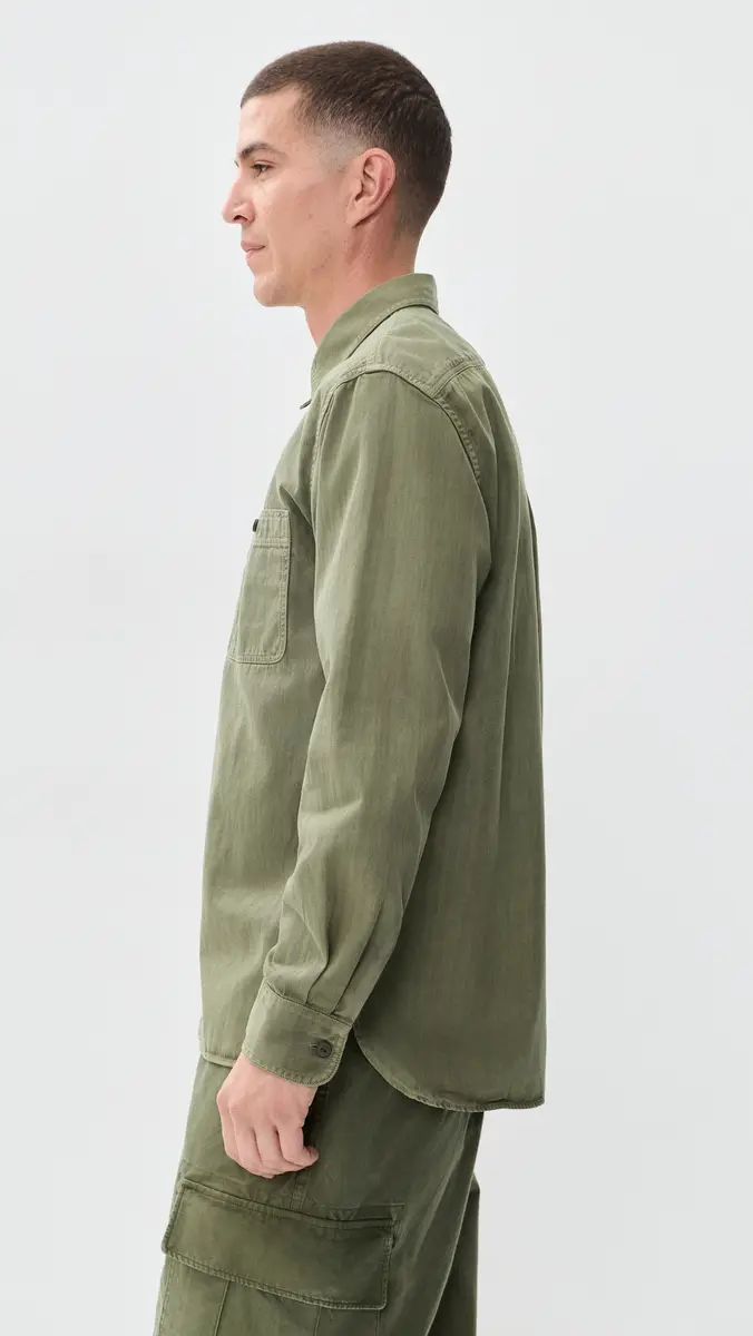 Madewell Work Shirt In Cotton Olive | Thumbnail 4