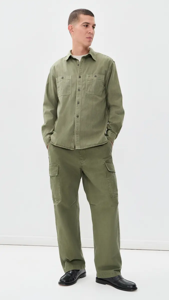 Madewell Work Shirt In Cotton Olive | Thumbnail 5