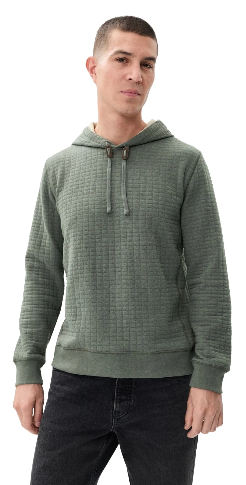Billy Reid Box Quilt Hoodie Pullover