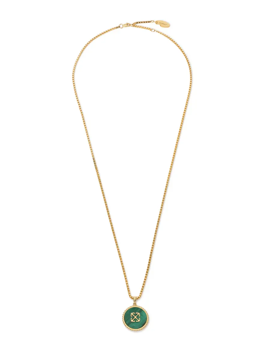 Off-White Arrow Malachite Medallion Necklace