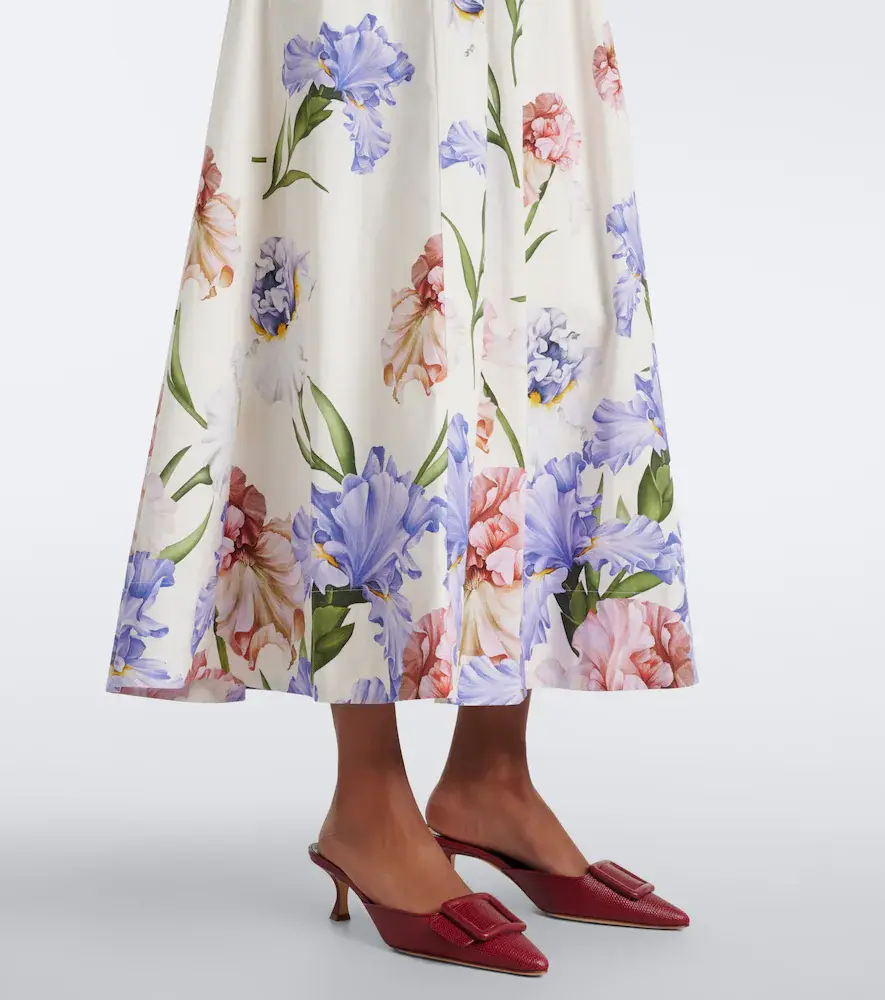 Oscar de la Renta Floral cotton poplin cocktail dress | Thumbnail 2